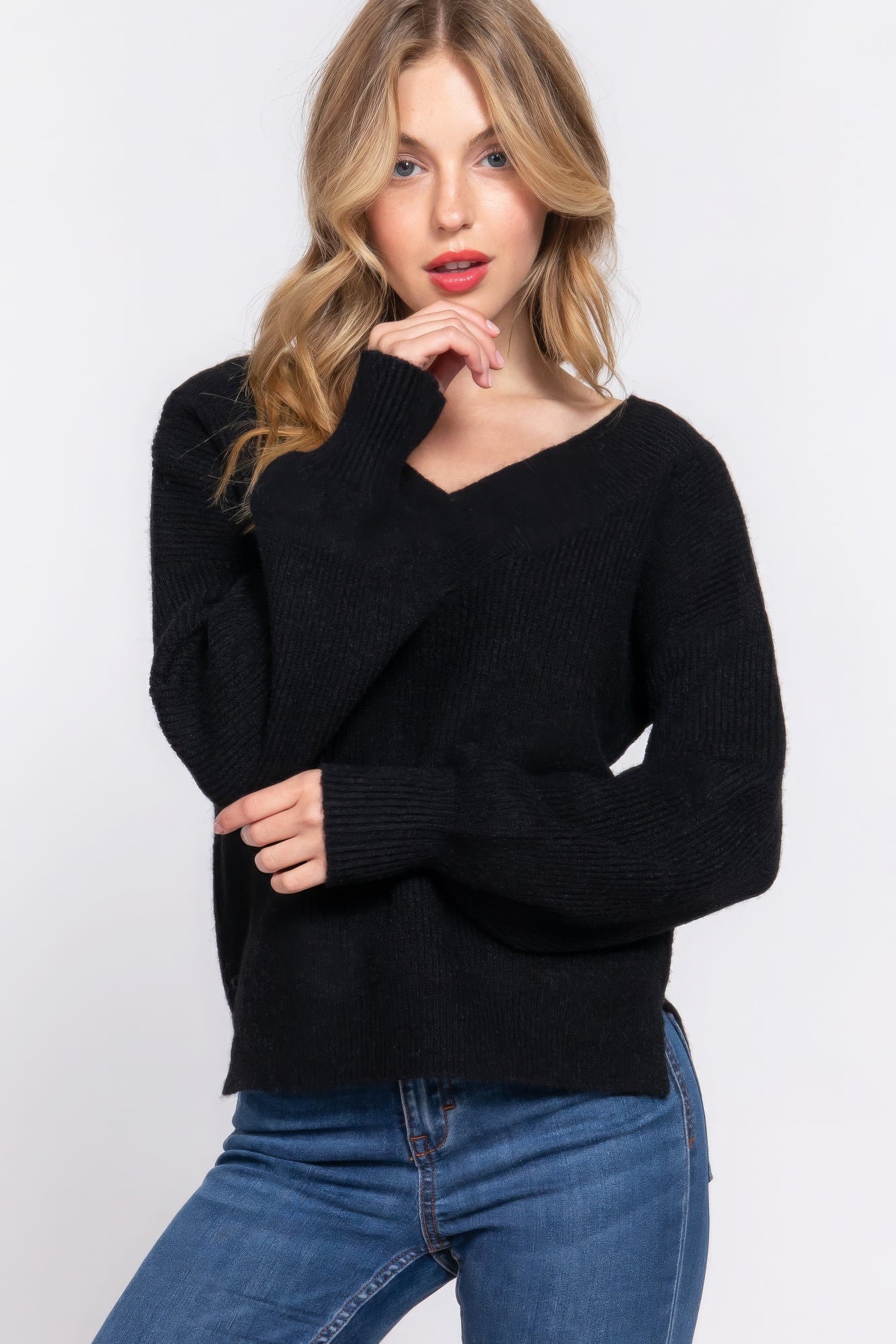 Long Sleeve V Neck Sweater