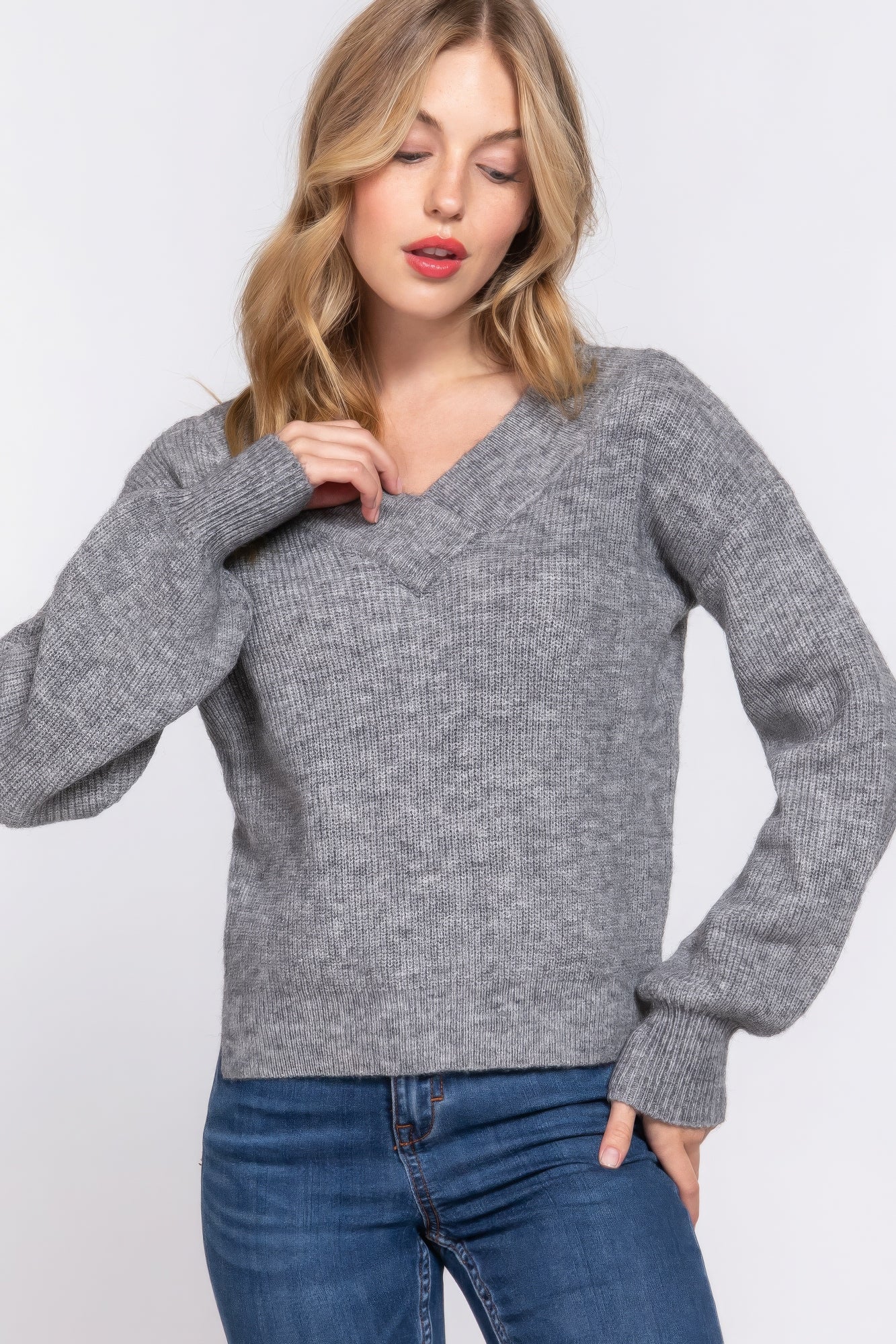 Long Sleeve V Neck Sweater