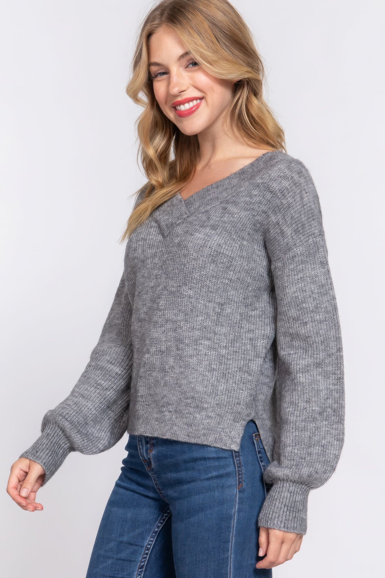 Long Sleeve V Neck Sweater