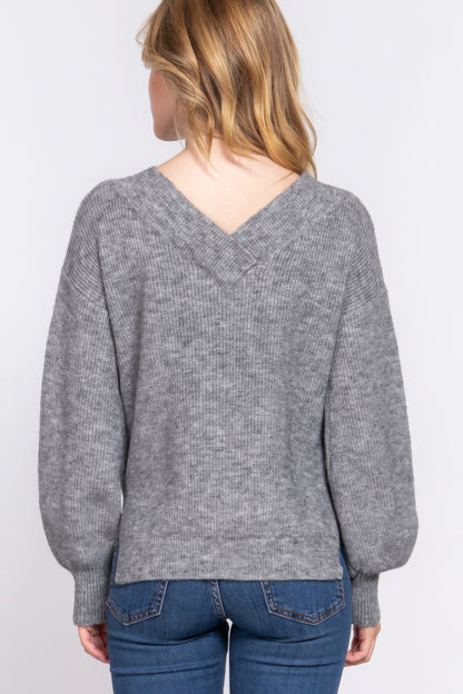 Long Sleeve V Neck Sweater