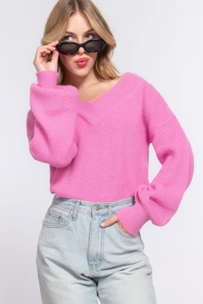 Long Sleeve V Neck Sweater