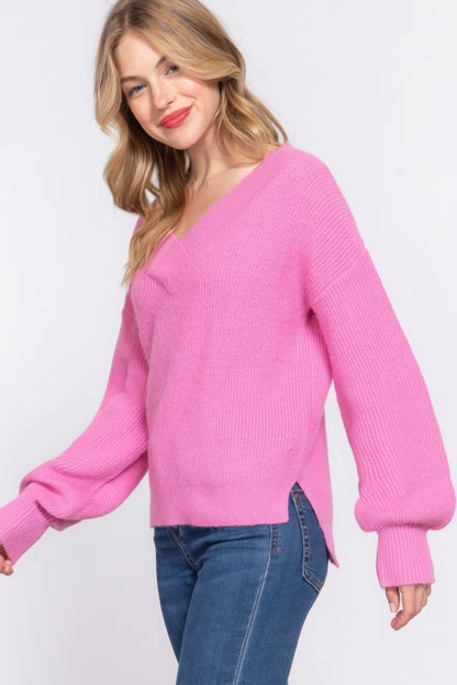 Long Sleeve V Neck Sweater