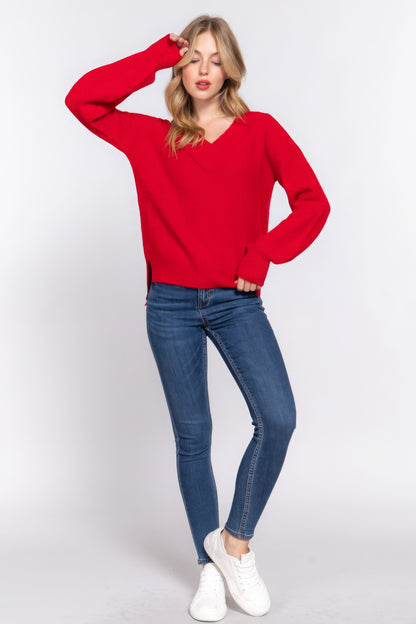 Long Sleeve V Neck Sweater