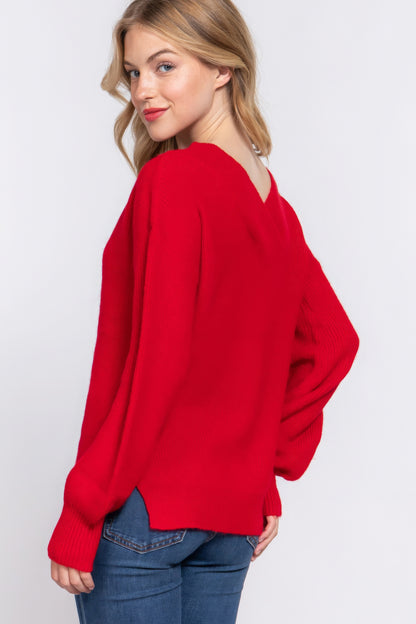 Long Sleeve V Neck Sweater