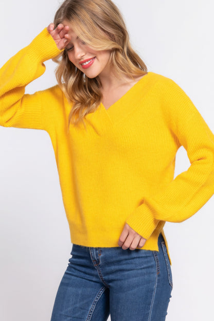 Long Sleeve V Neck Sweater