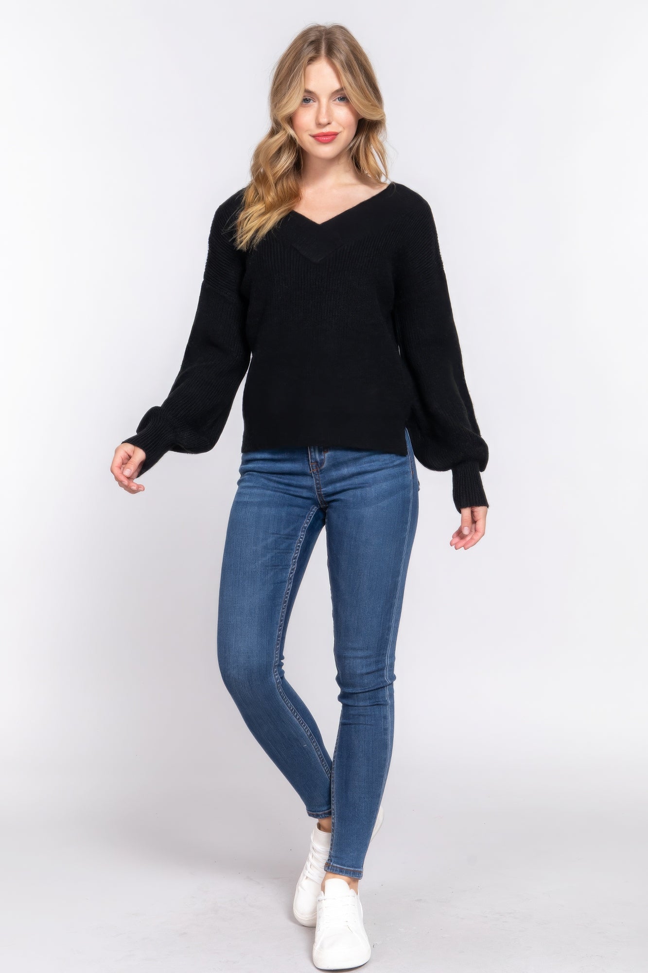 Long Sleeve V Neck Sweater