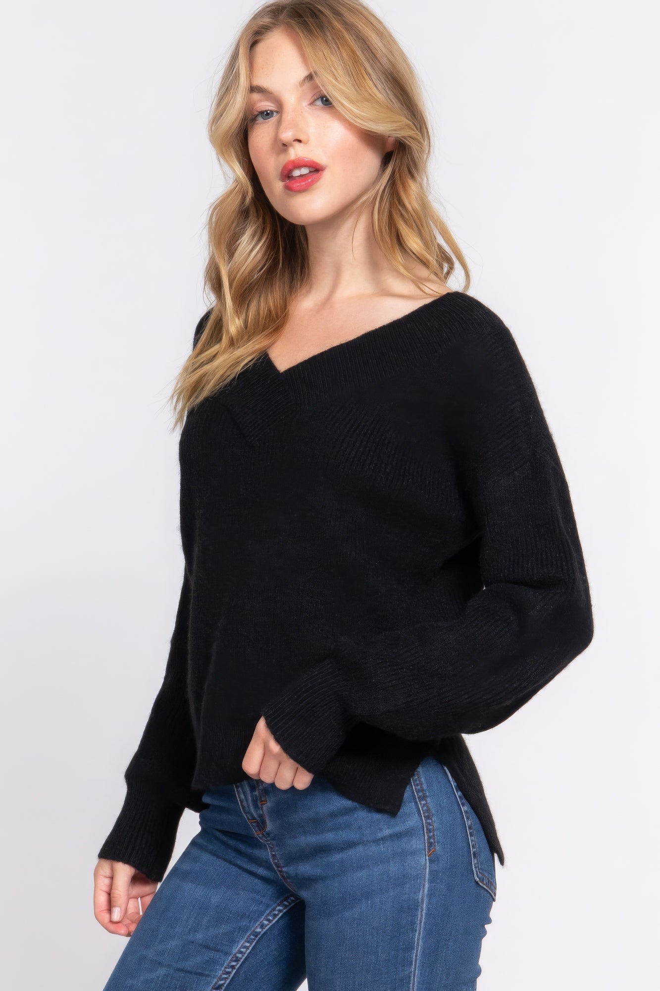 Long Sleeve V Neck Sweater