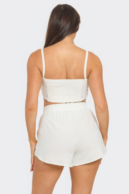 Bow Twisted Tie Top & Shorts Set