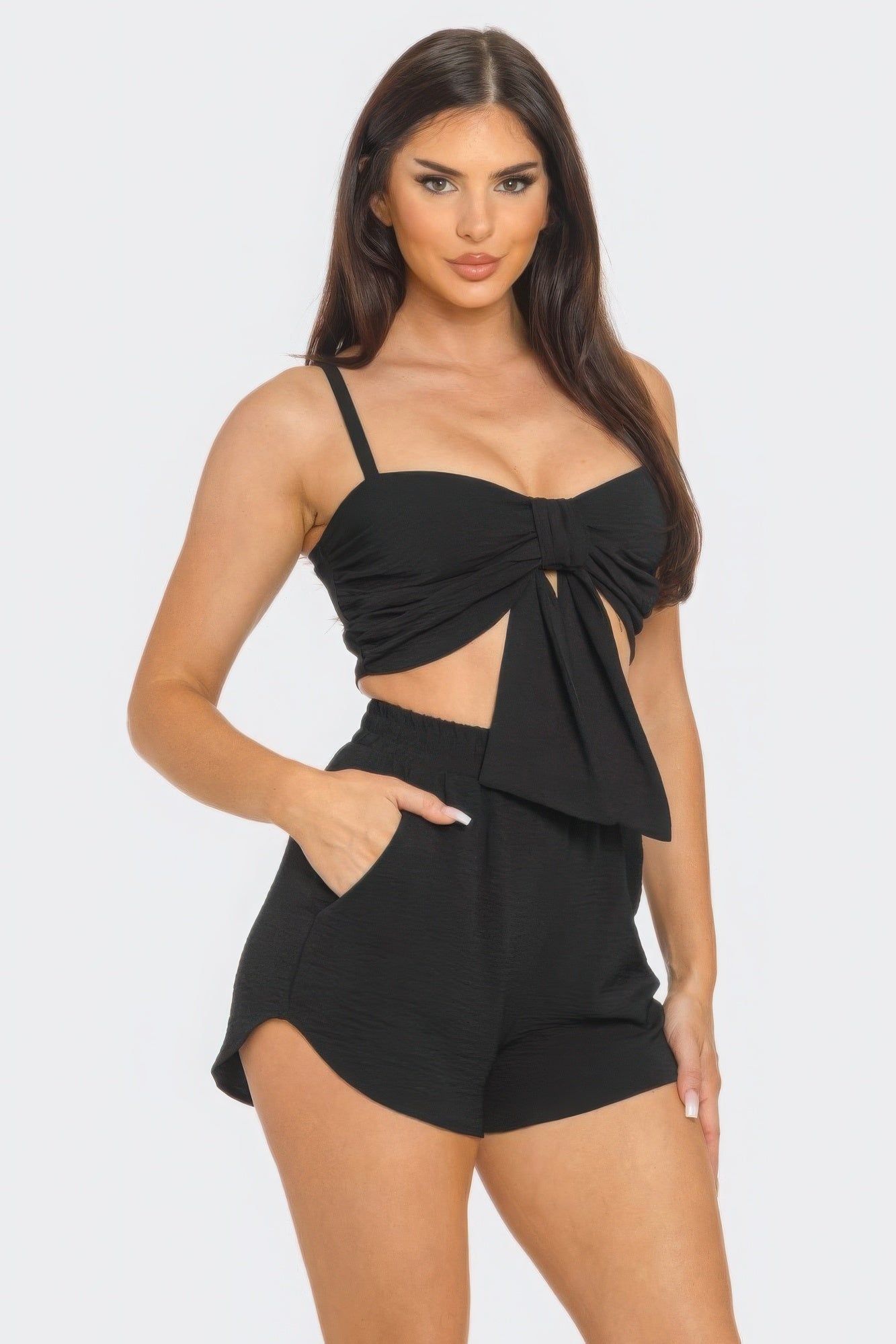Bow Twisted Tie Top & Shorts Set
