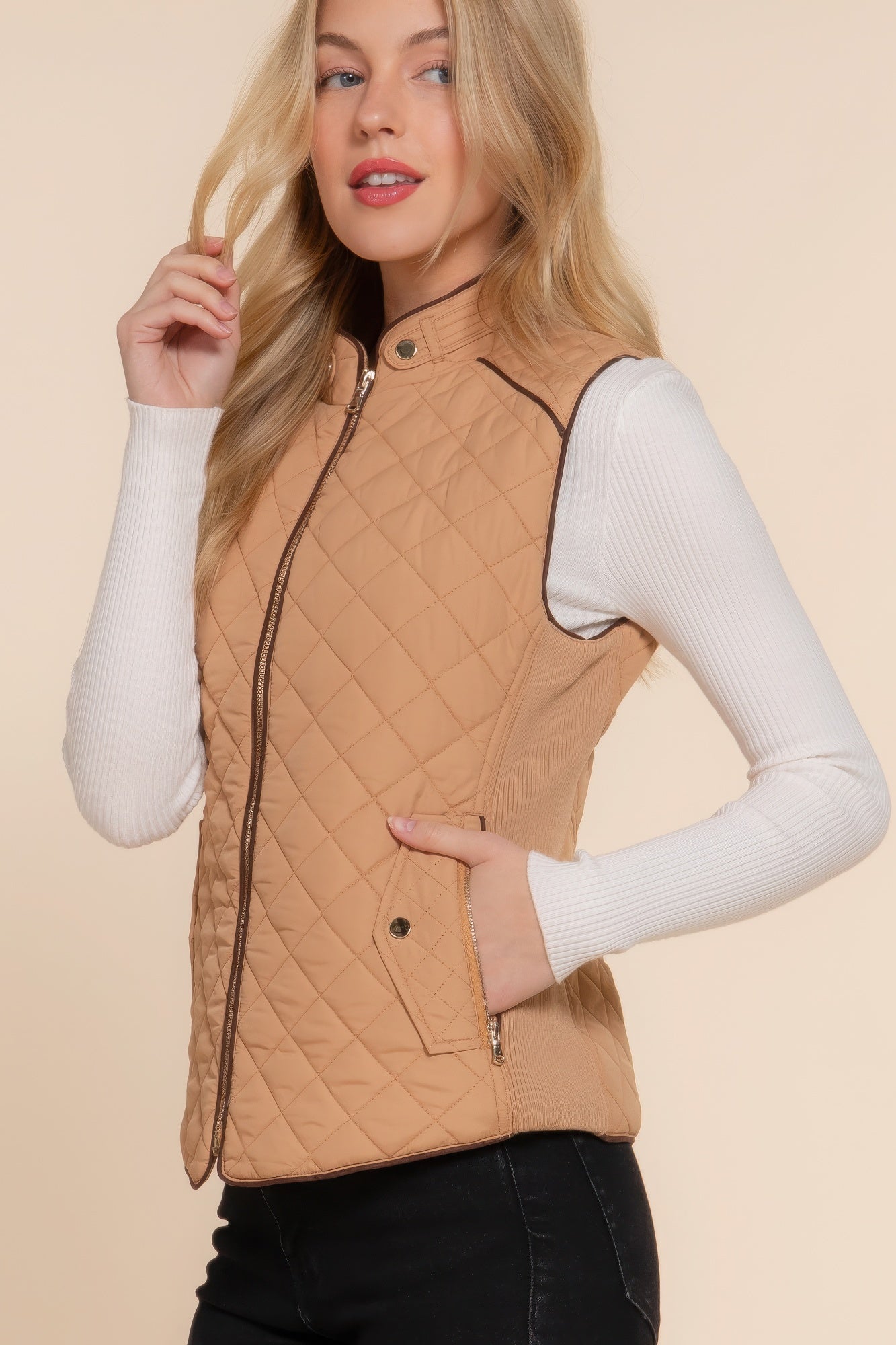 Suede Quilted Padding Vest