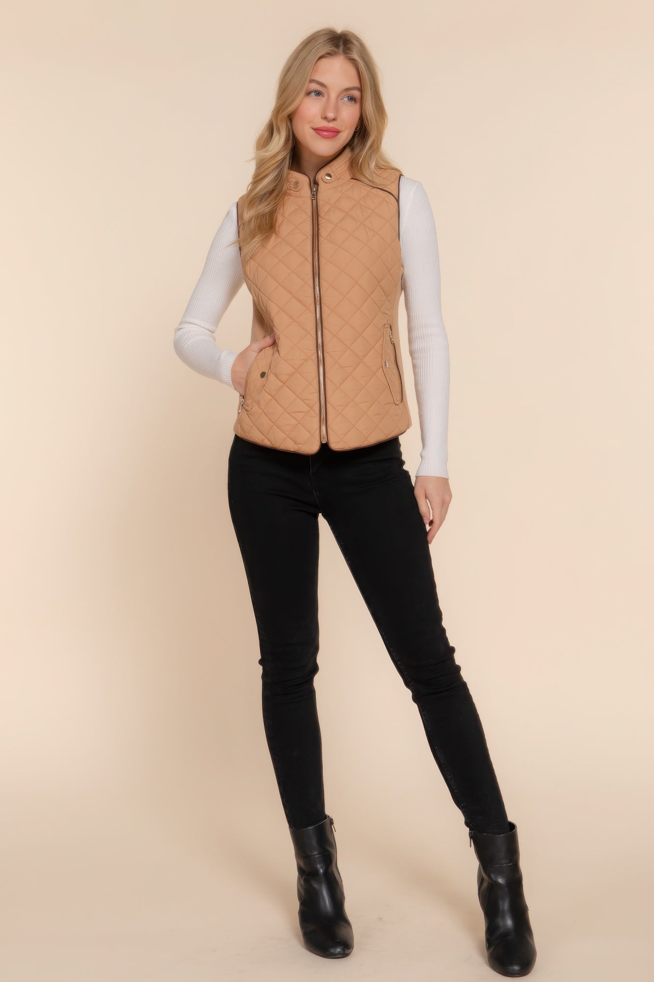 Suede Quilted Padding Vest