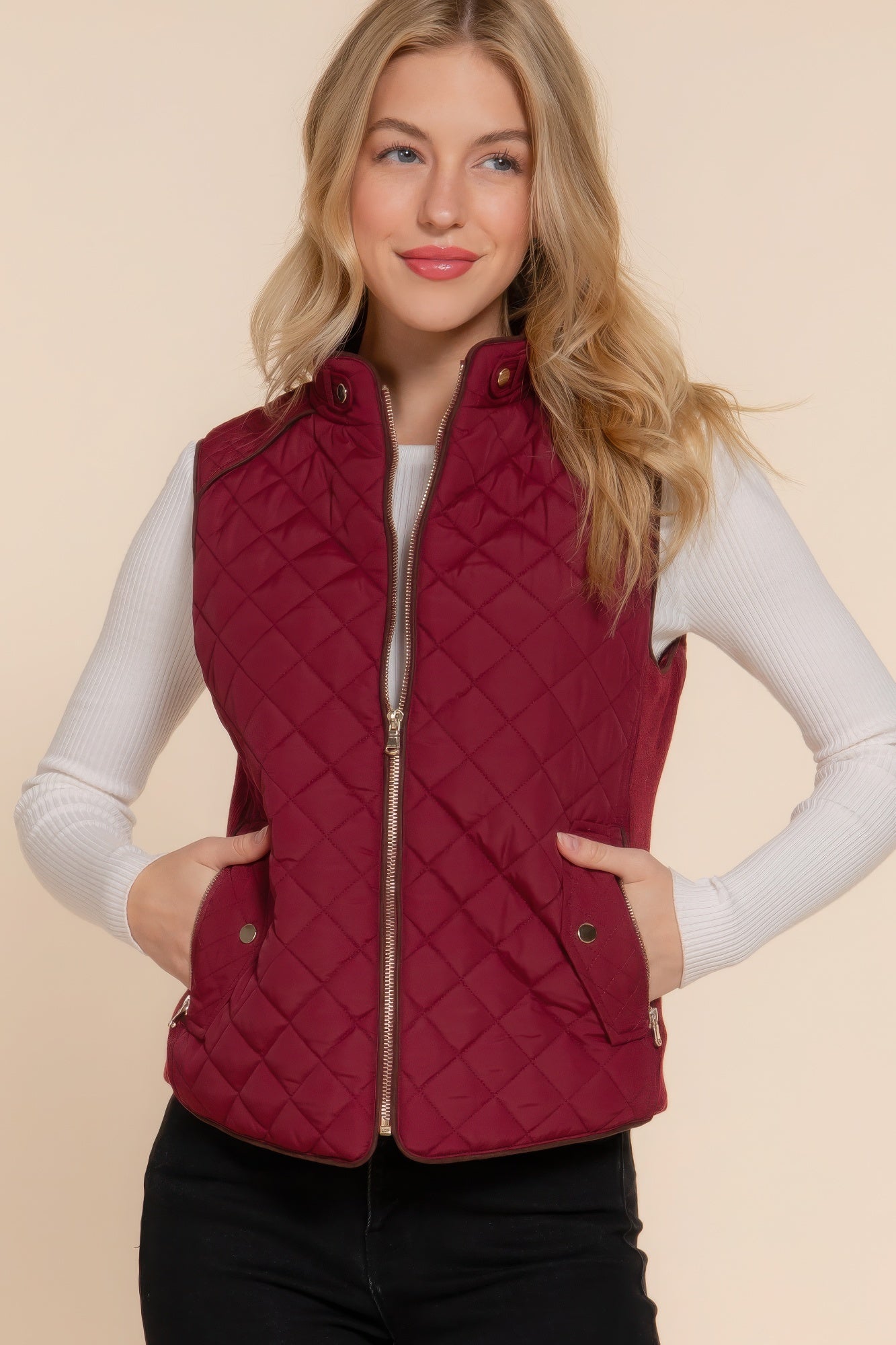 Suede Quilted Padding Vest