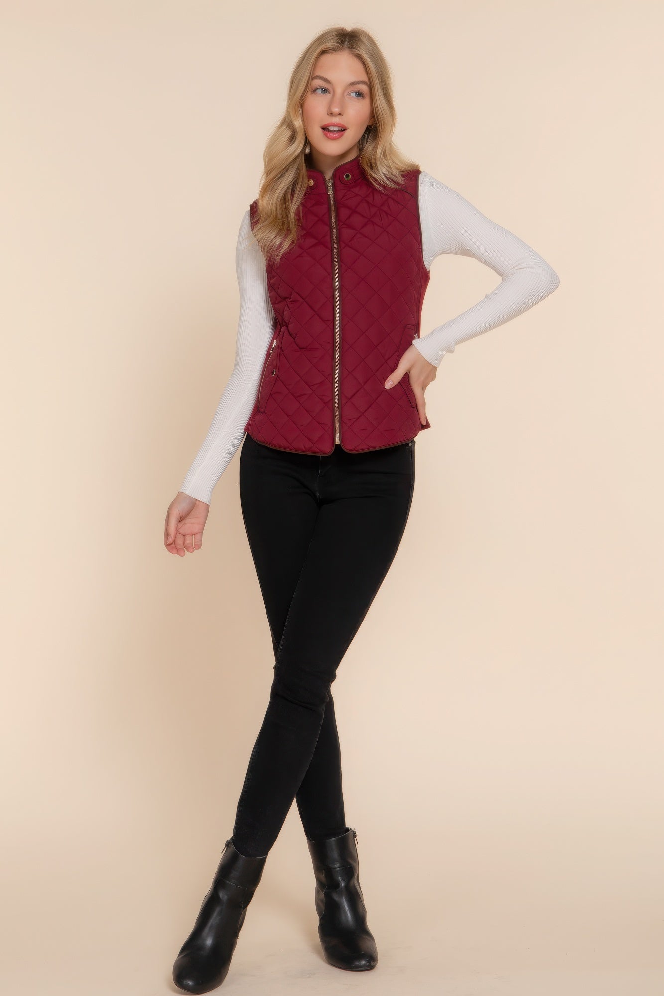 Suede Quilted Padding Vest