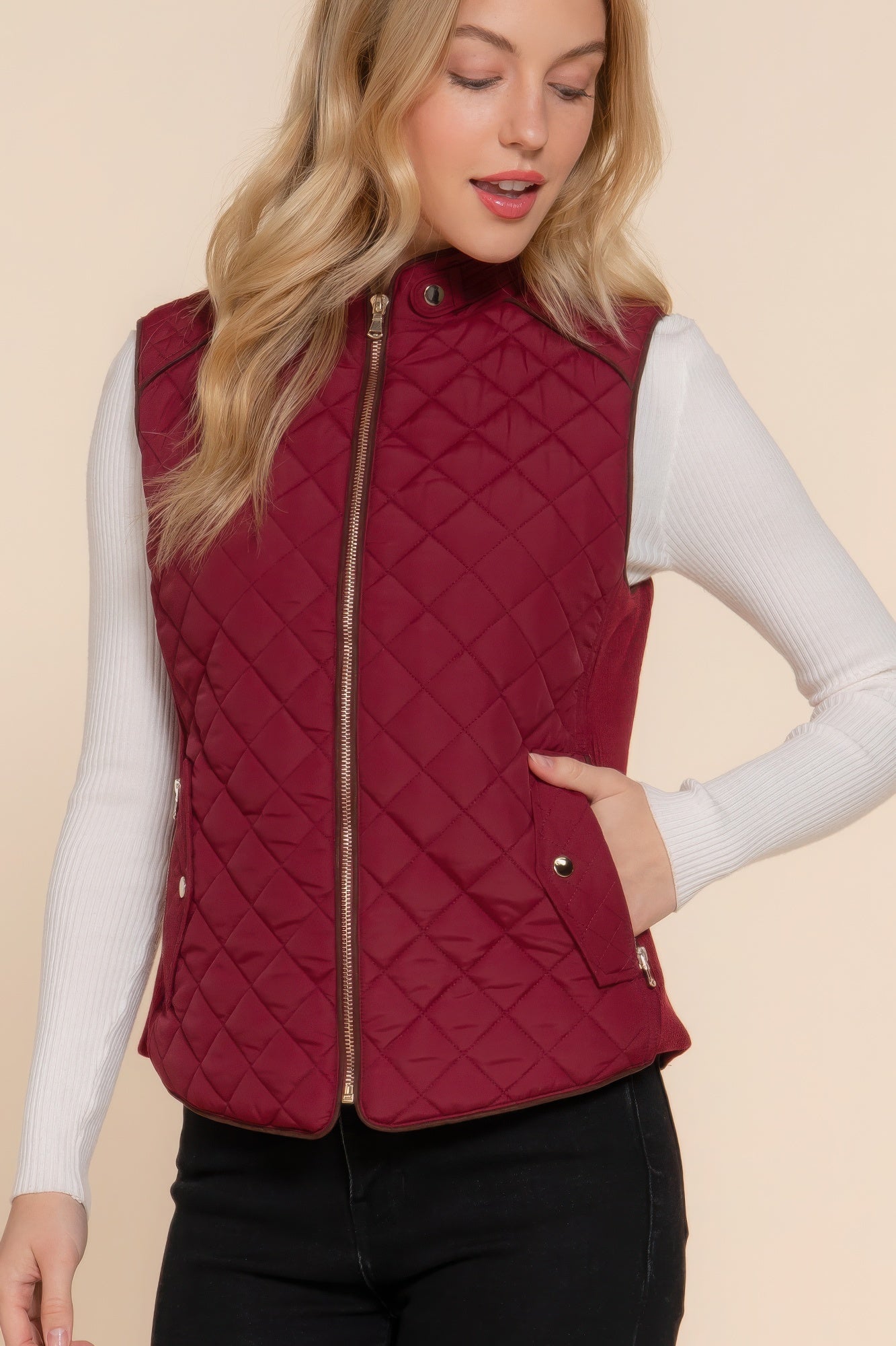 Suede Quilted Padding Vest