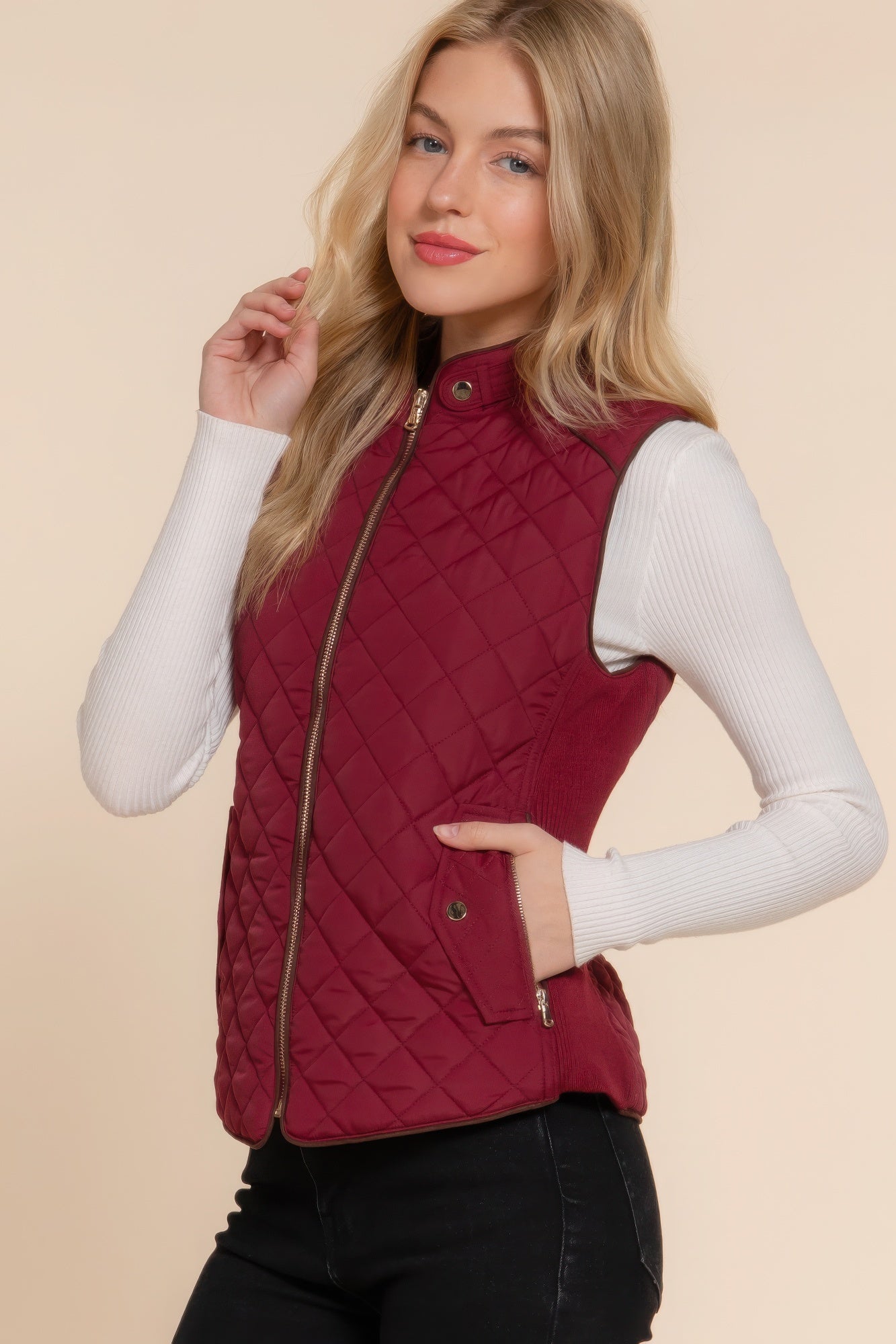 Suede Quilted Padding Vest