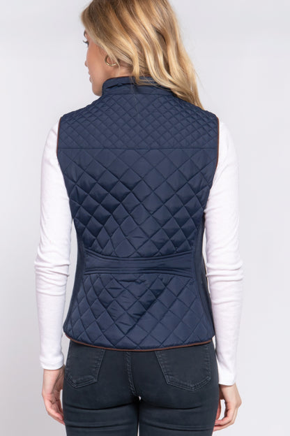 Suede Quilted Padding Vest