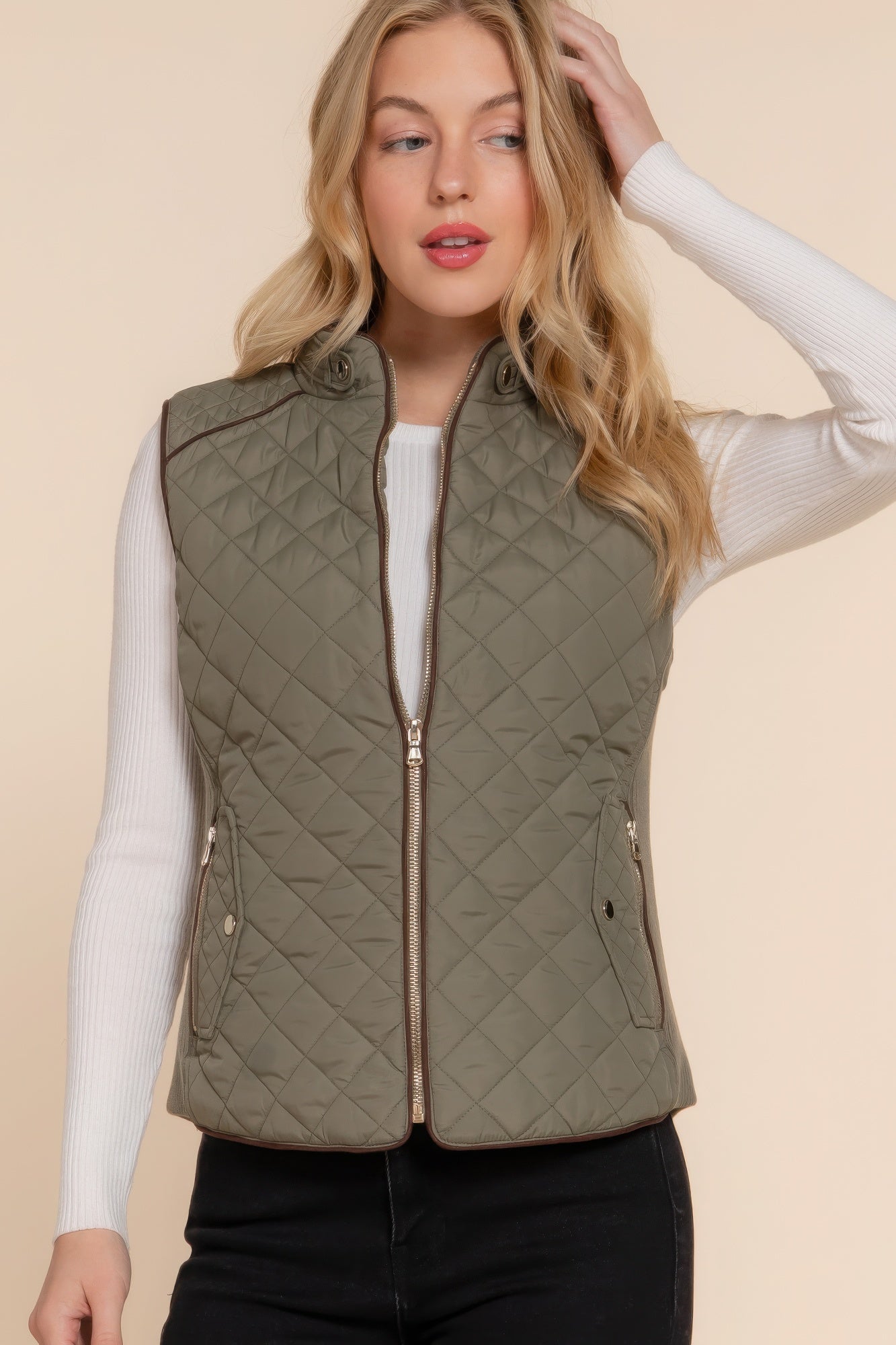 Suede Quilted Padding Vest