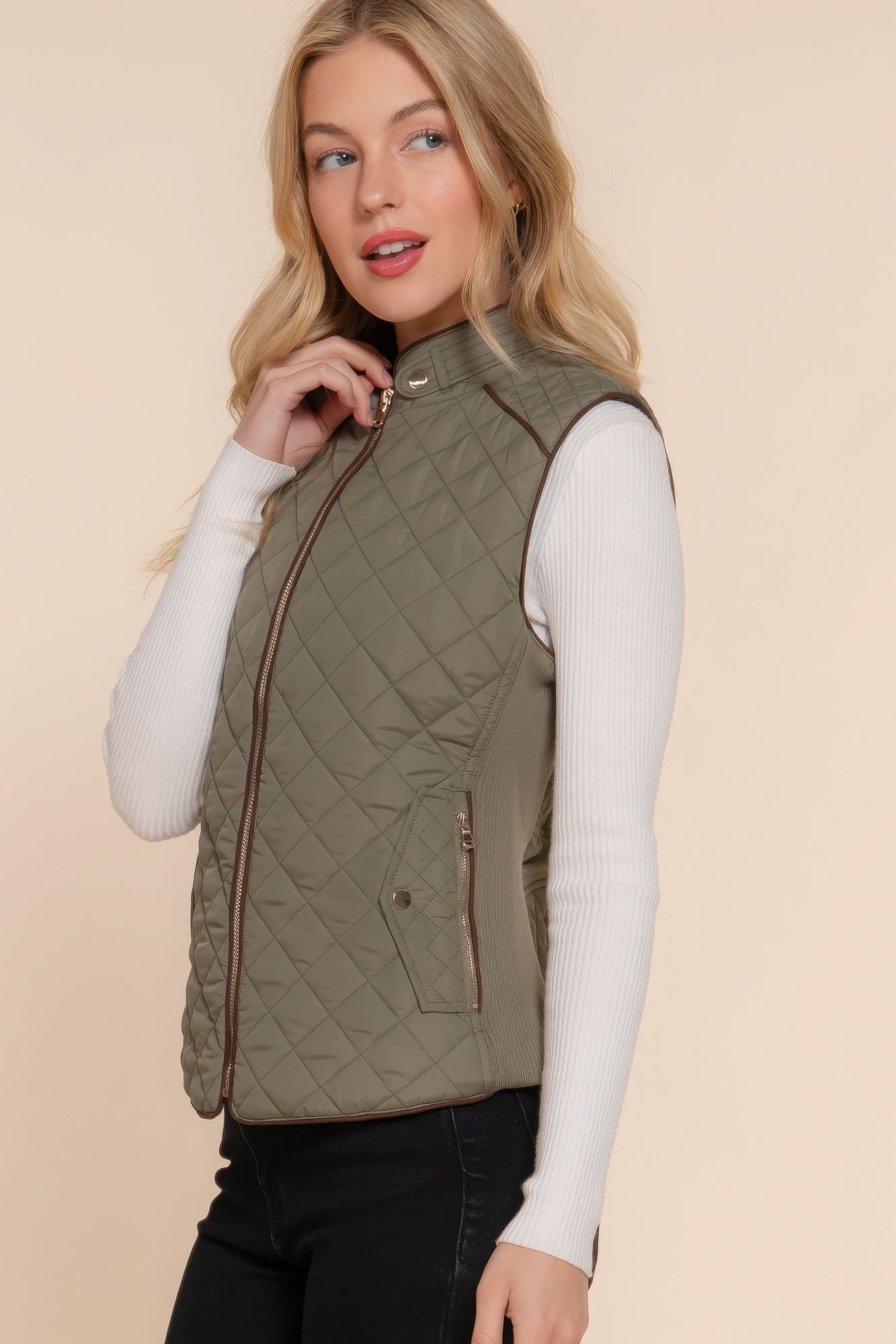 Suede Quilted Padding Vest