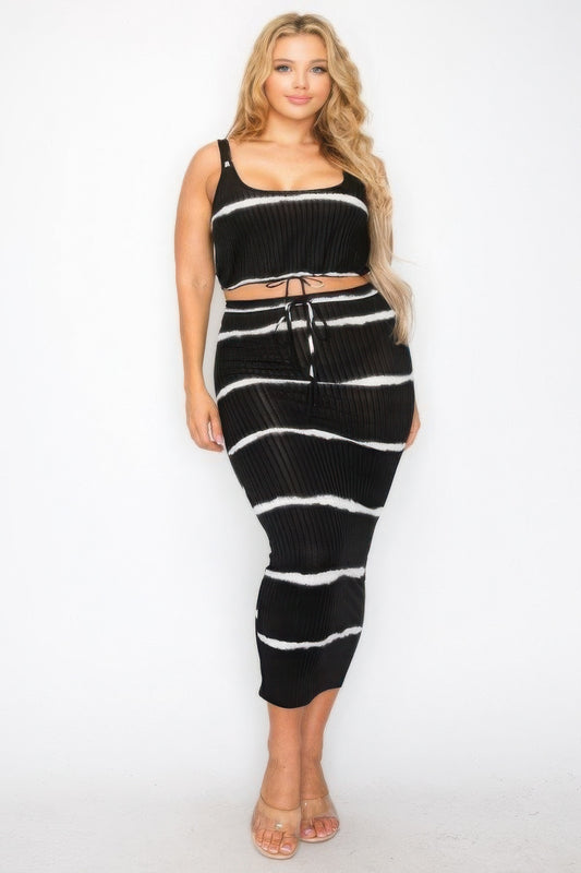 Plus Size Tie Dye Top & Skirt Set