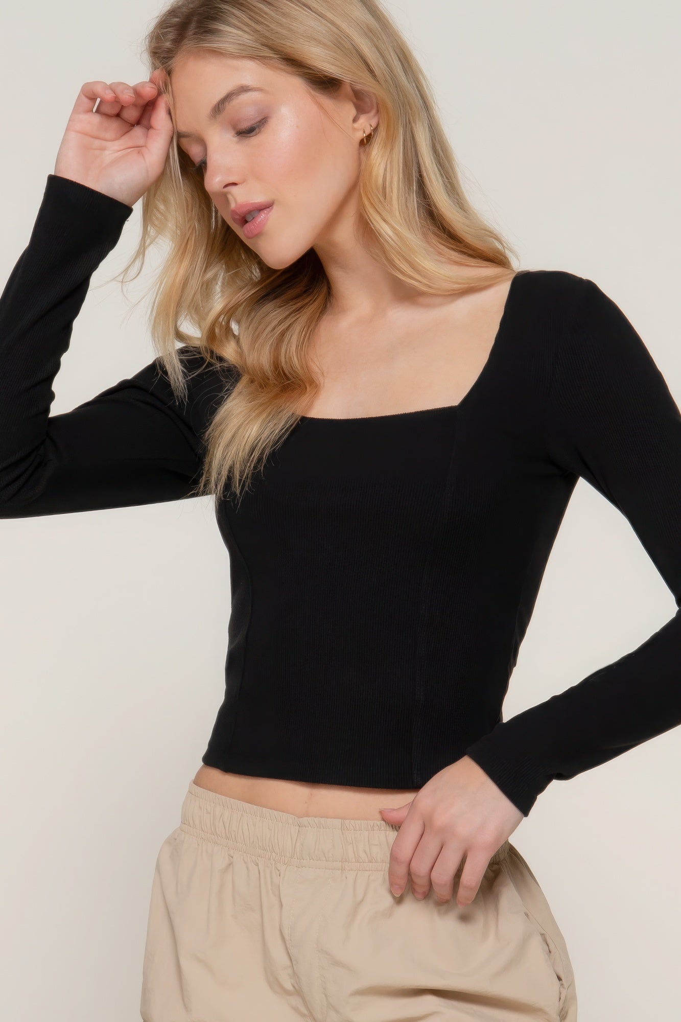 Long Sleeve Sweetheart Neck Top