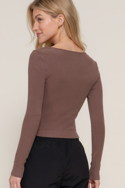 Long Sleeve Sweetheart Neck Top