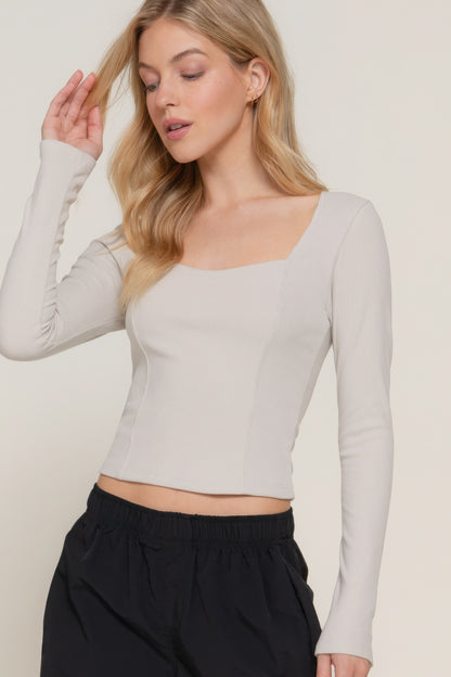 Long Sleeve Sweetheart Neck Top