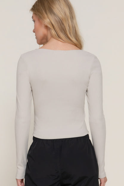 Long Sleeve Sweetheart Neck Top