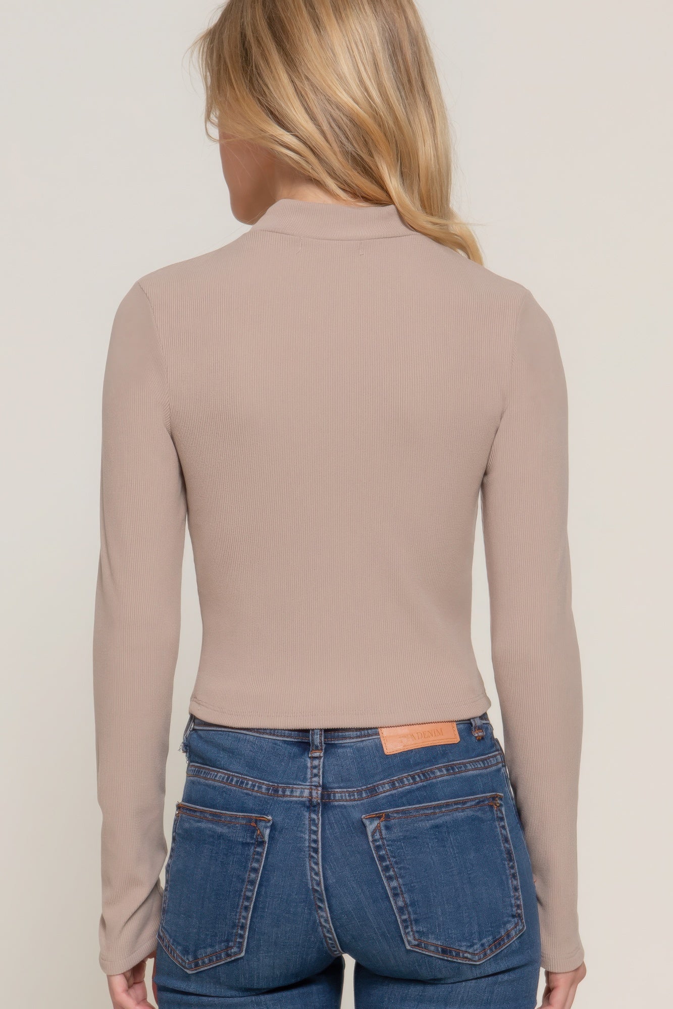 Long Sleeve Mock Neck Keyhole Top