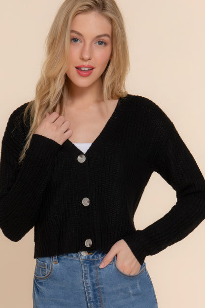 Long Sleeve V Neck Sweater Cardigan