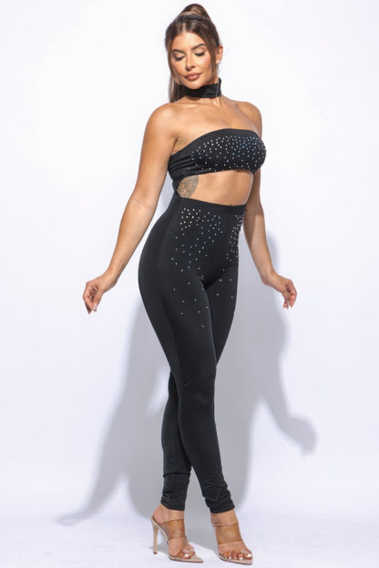 Bling Rhinestones Tube Jumpsuit