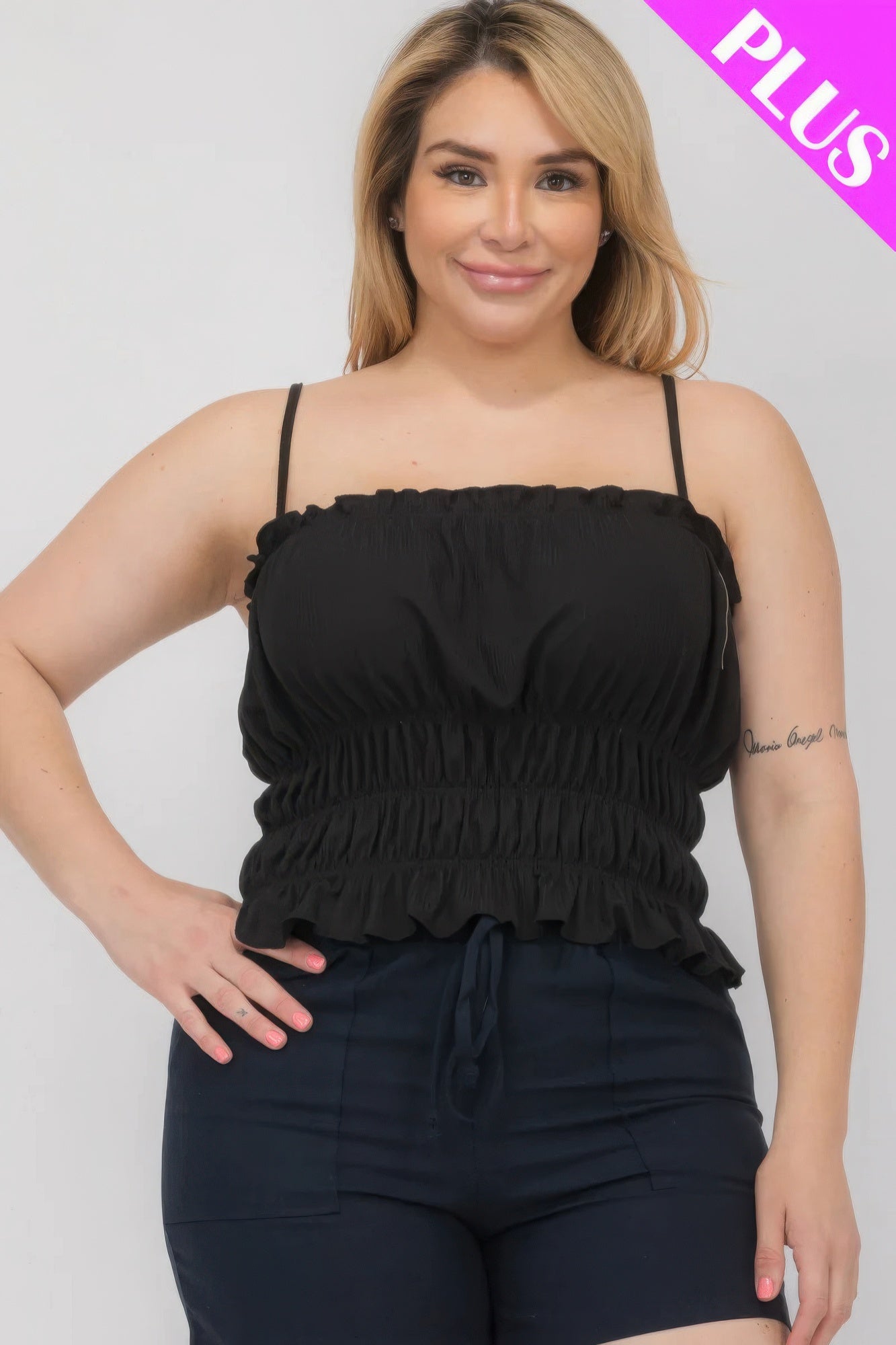 Plus Size Shirred Crop Top