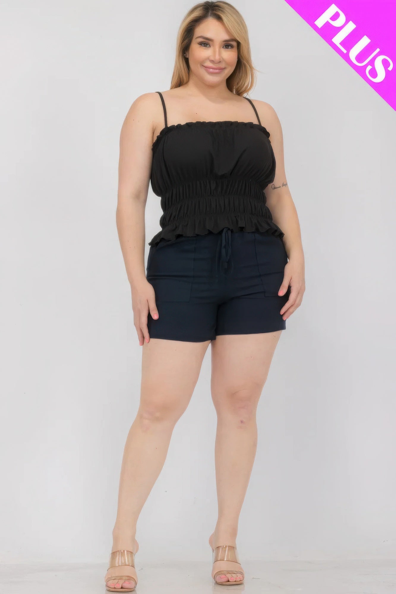 Plus Size Shirred Crop Top
