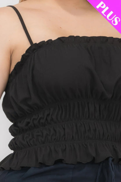 Plus Size Shirred Crop Top