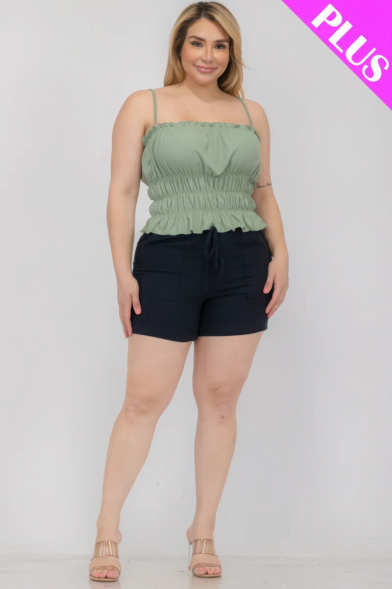 Plus Size Shirred Crop Top