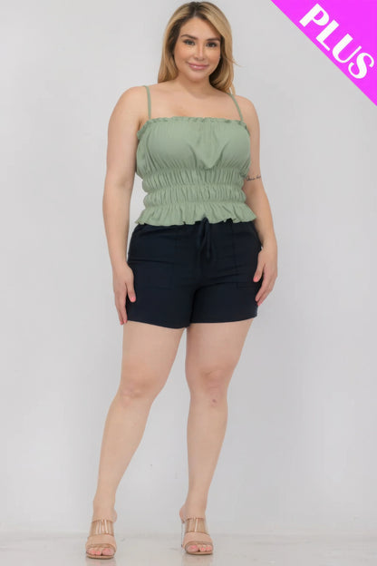 Plus Size Shirred Crop Top