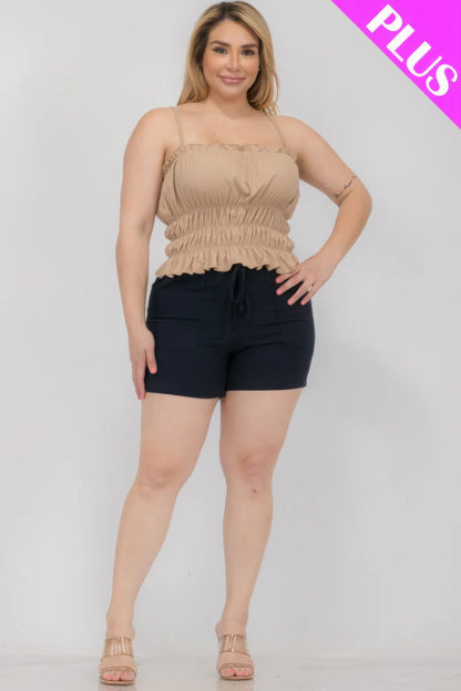 Plus Size Shirred Crop Top