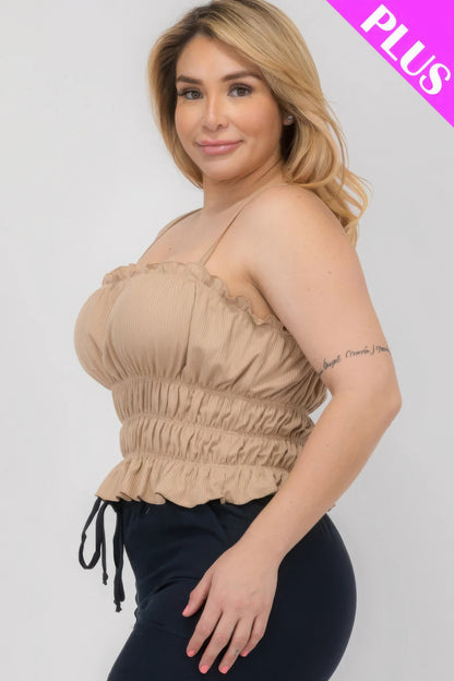 Plus Size Shirred Crop Top