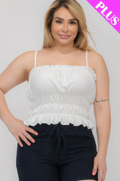 Plus Size Shirred Crop Top