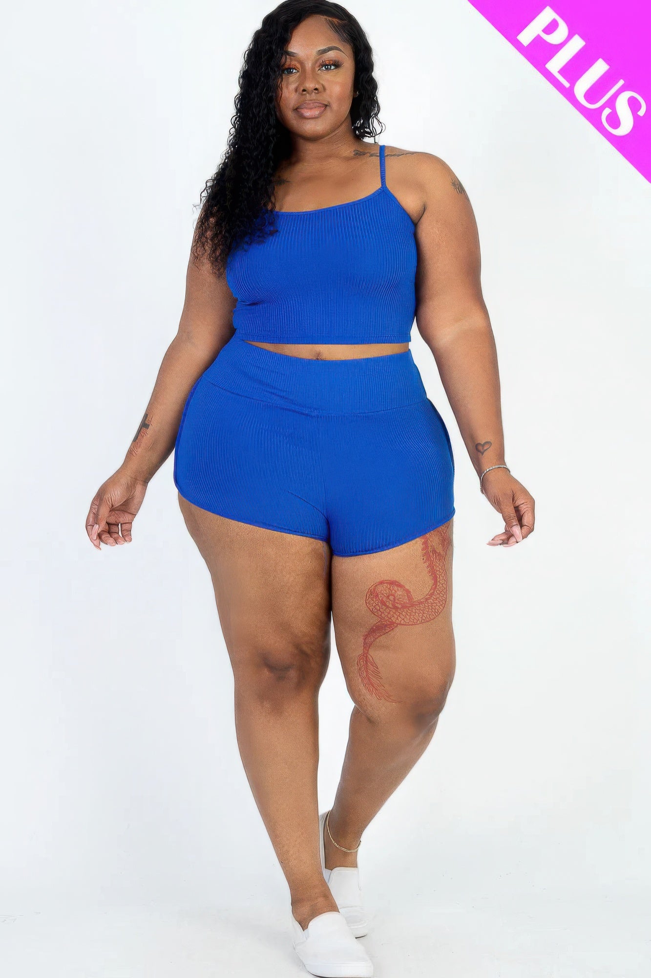 Plus Size Cami Crop Top & Shorts Set