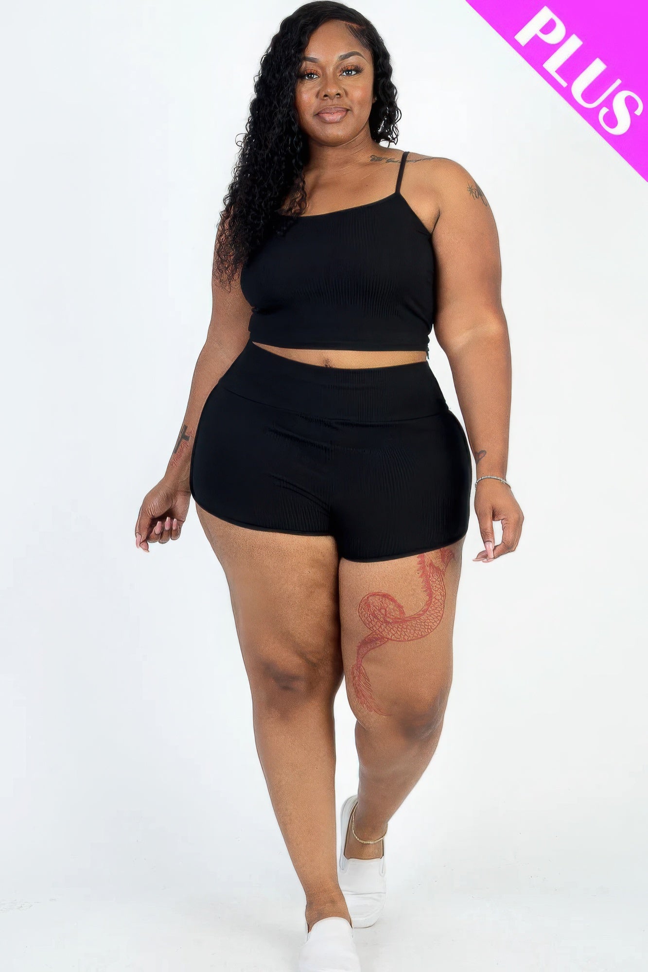 Plus Size Cami Crop Top & Shorts Set