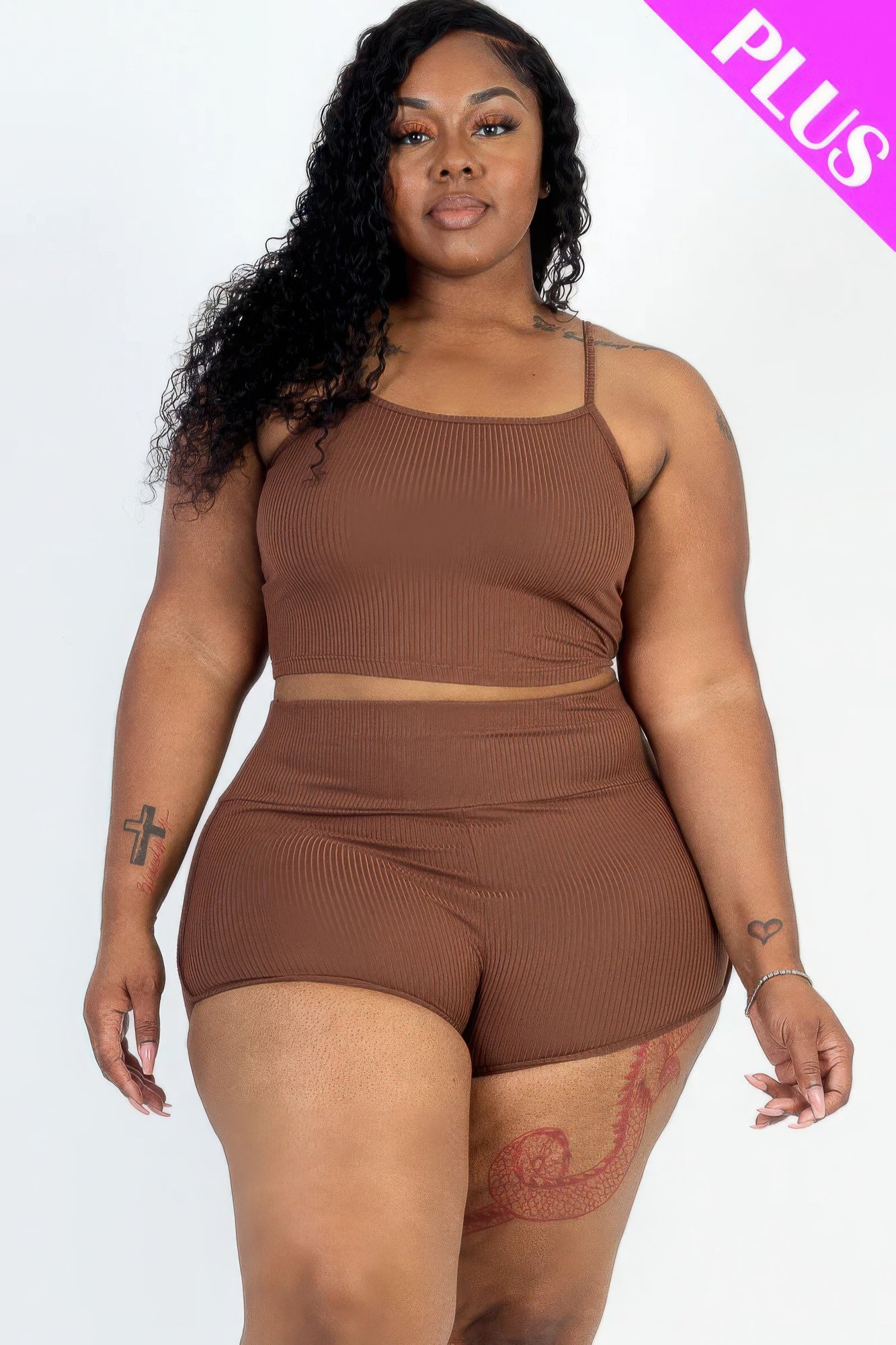 Plus Size Cami Crop Top & Shorts Set