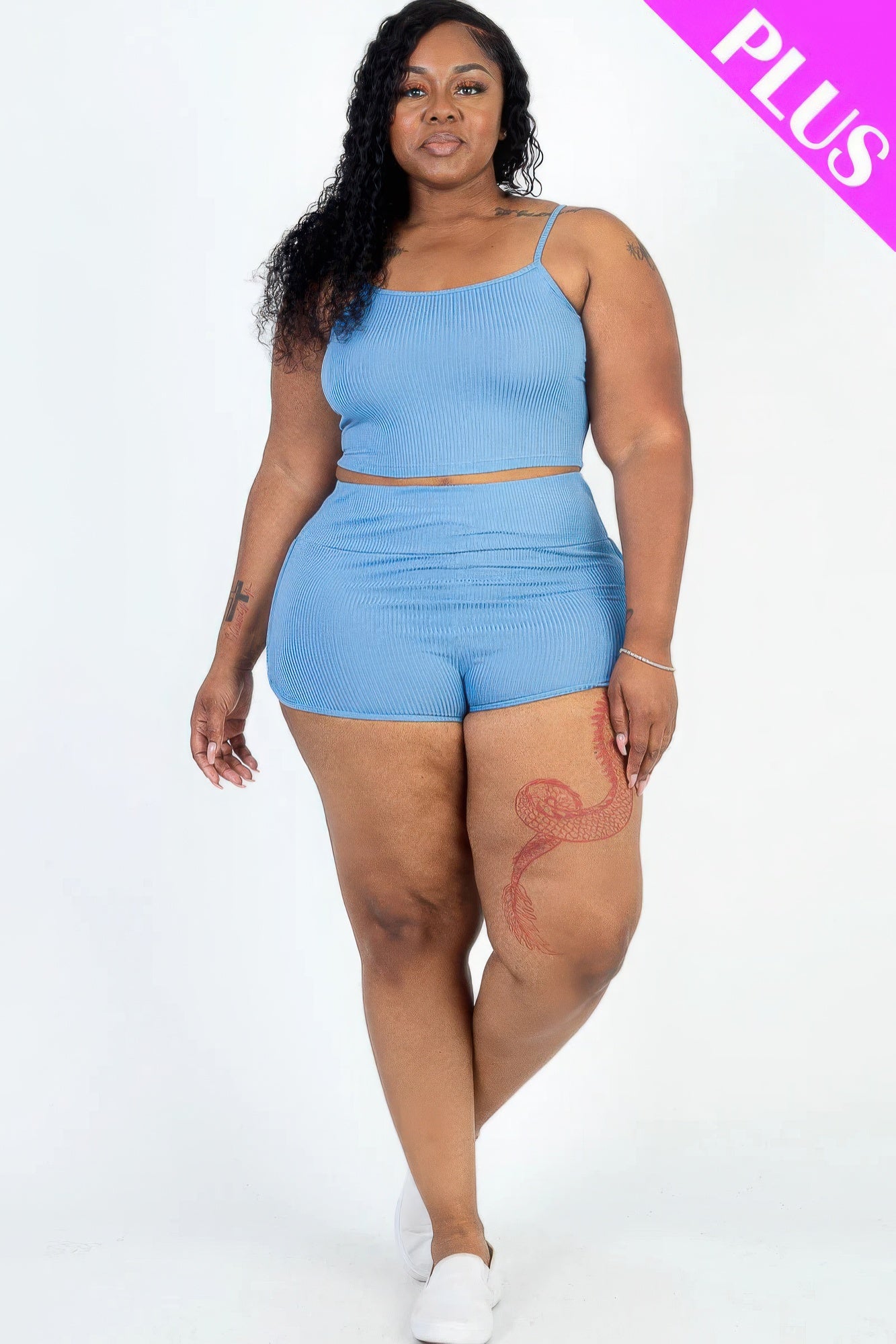 Plus Size Cami Crop Top & Shorts Set