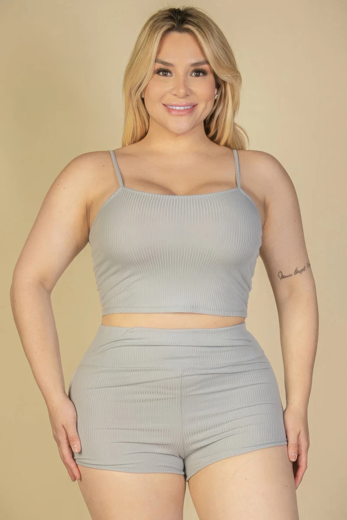 Plus Size Cami Crop Top & Shorts Set