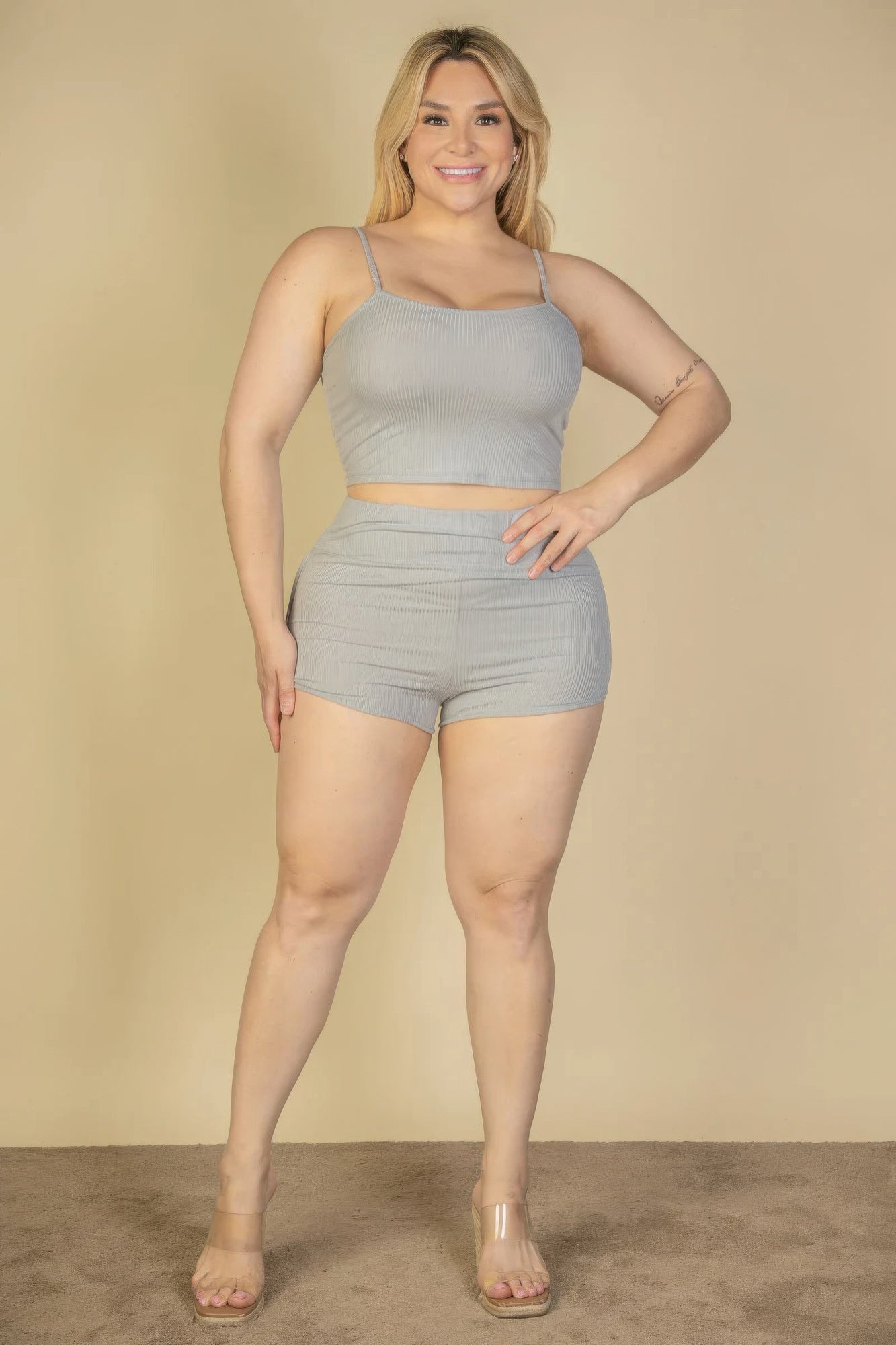 Plus Size Cami Crop Top & Shorts Set