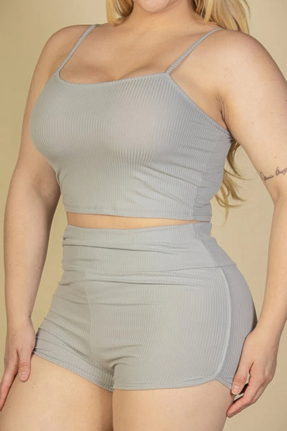 Plus Size Cami Crop Top & Shorts Set