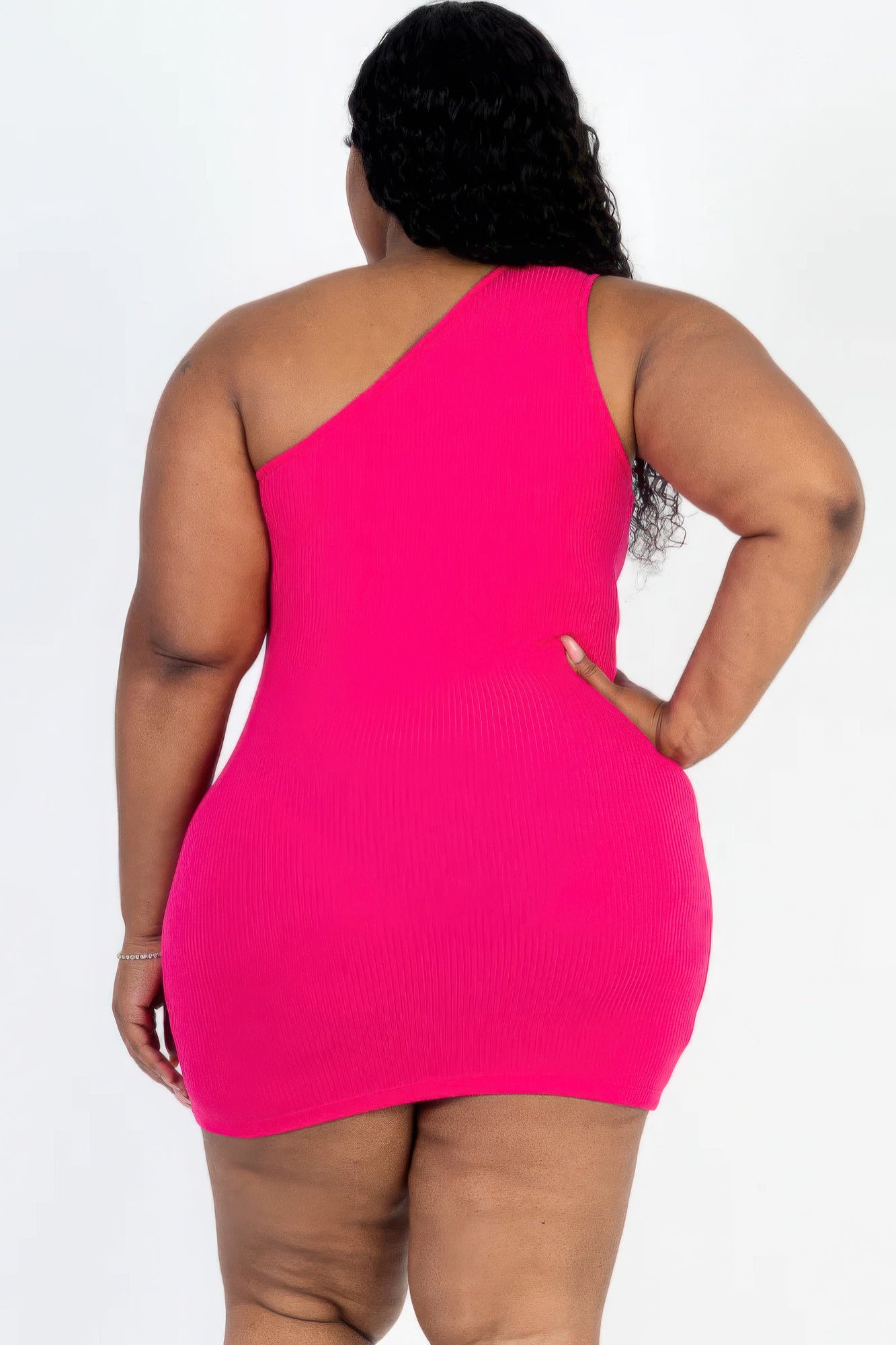 Plus Size One Shoulder Cutout Mini Bodycon Dress