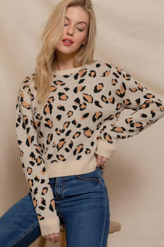Long Sleeve Animal Jacquard Sweater