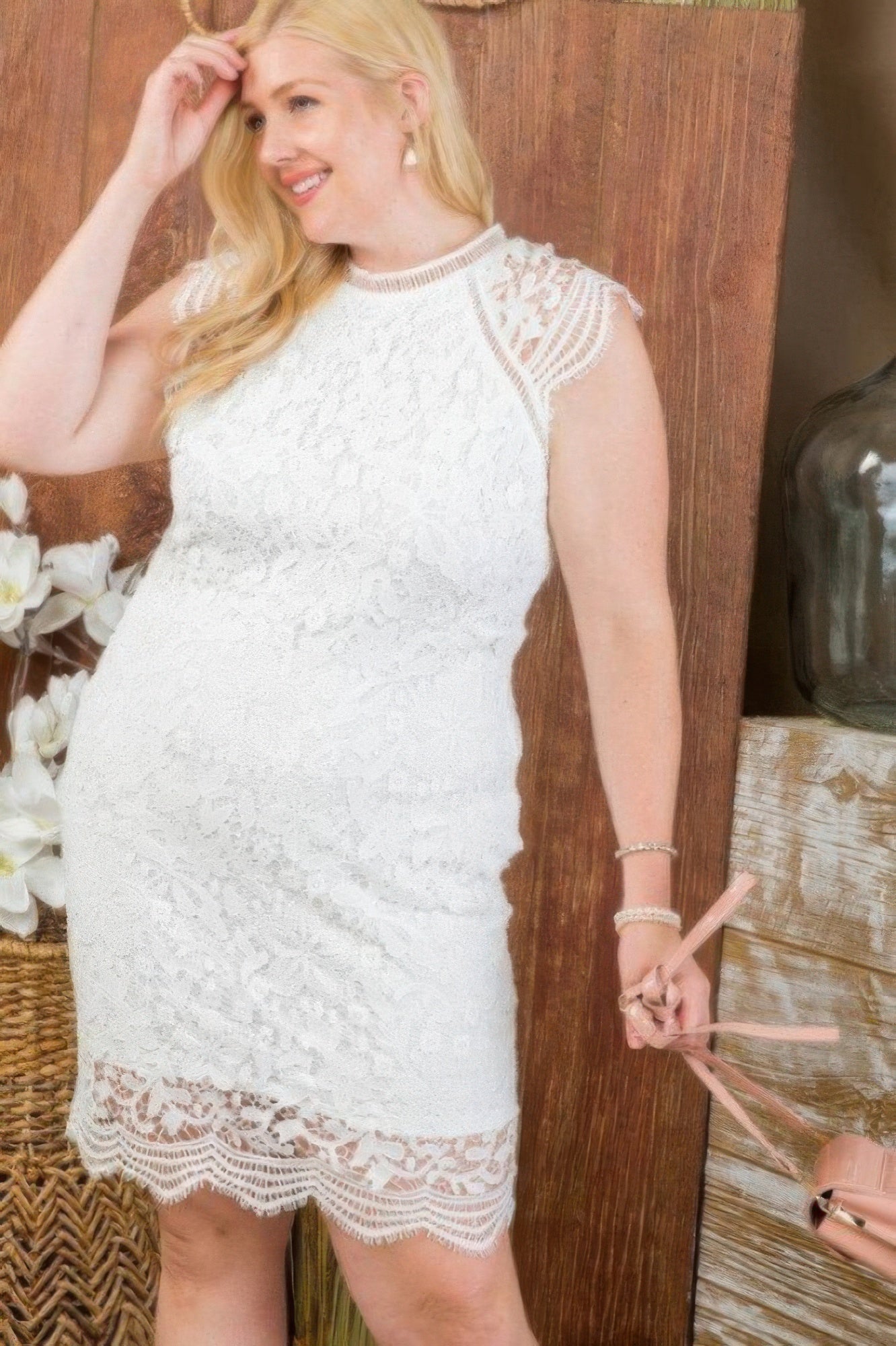 Plus Size Lace Crochet Mini Dress