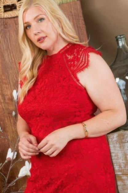 Plus Size Lace Crochet Mini Dress