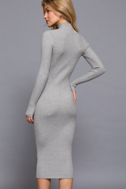 Long Sleeve High Neck Sweater Dress